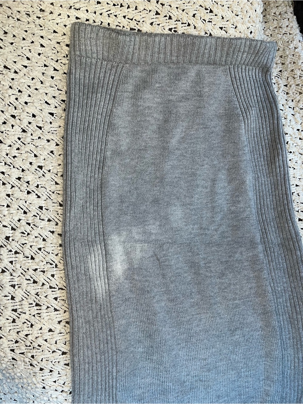 Adrienne Vittadini Grey Ribbed Panel Knit Pencil Midi Skirt S